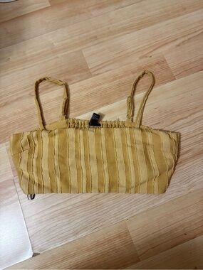 Forever 21 Mustard Yellow Striped Crop Top